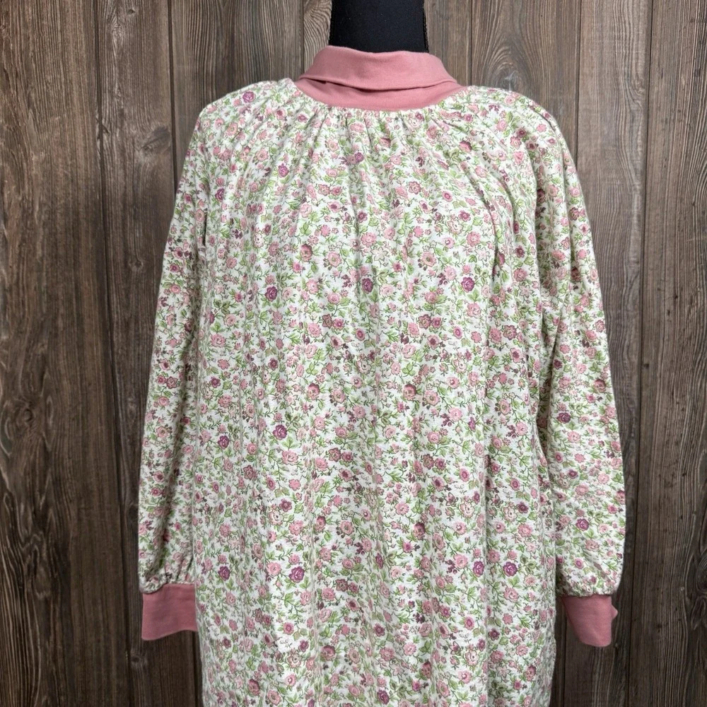 Vermont Country Store Nightgown Sz M Pink Flannel Cotton Turtleneck Cottagecore‎